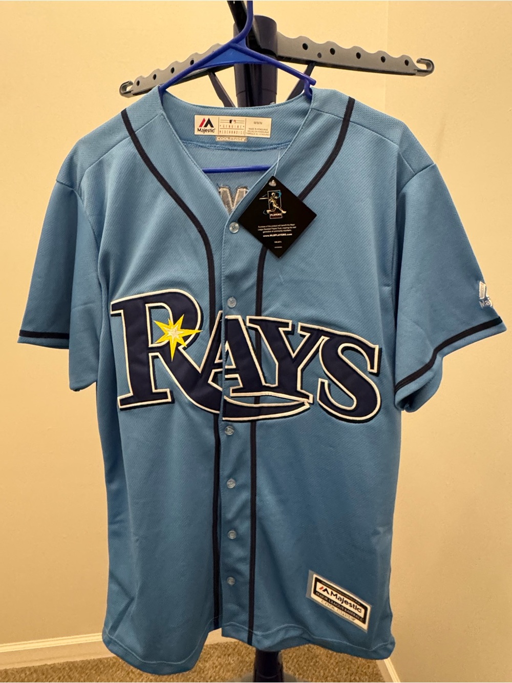 Majestic Kevin Kiermaier Cool base Tampa Bay Rays Alternate  Jersey Size M - NWT